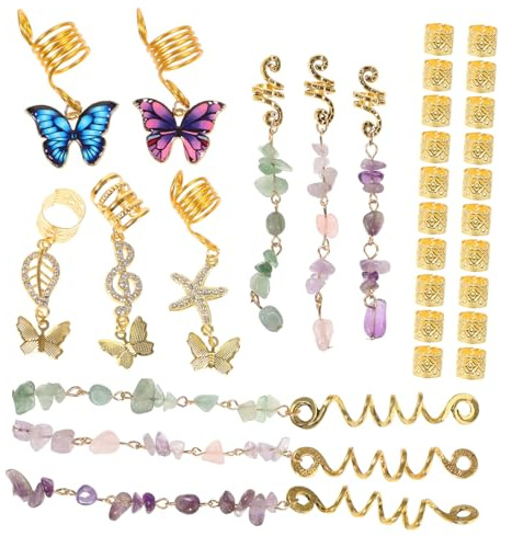 VALICLUD 31pezzi Gioielli Per Capelli in Accessori Per Dreadlock Da Donna Per Dreadlock Ciondoli Per Accessori Per Pendenti Per Capelli Intrecciati Per Dread Per Anello Per