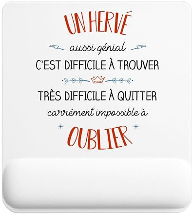 Planetee Tapis de Souris Un Hervé Aussi génial | Accessoire Bureau Ergonomique - Idéal pour Anniversaire, Collègue, Secret Santa Noël, Fête des Pères et Fête des Mères