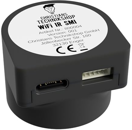 CTS IR Lesekopf Stromzähler WLAN V32 Smart Meter Tasmota Home Assistant | ESP32-Modul, SML-Protokoll, USB-C 5V, Magnet-Montage an der IR-Schnittstelle, für ioBroker, Node-RED und MQTT