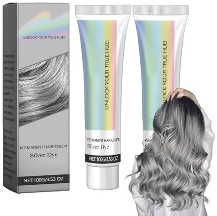 Hair Color Silver Cream silvergrå hårtoningskräm 2 stycken hårfärgningskräm – tillfällig naturlig färg för alla hårtyper, halvpermanent