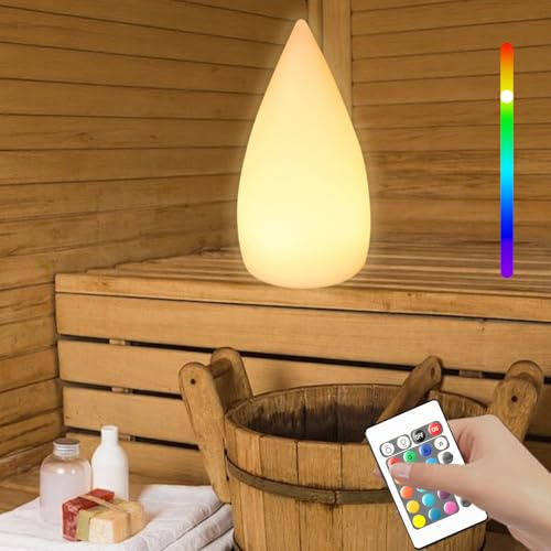 WRQIOO Sauna Lampe, Sauna Lampe Dimmbar, Sauna Lampe Kabellos mit 16 RGB Farben & 4 Modi, Saunalampe LED Farbwechsel für Saunaraum, Restaurant, Schlafzimmer mit Fernbedienung und Type-C Ladekabel