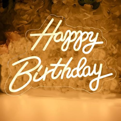 QXMH Happy Birthday Neon Sig: Party Decor Dimmbares LED-Geburtstags-Neonlicht für Wanddekoration Leuchten Sie glückliche LED-Zeichen