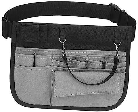 VILLCASE Utility Belt Waist Pouch Adjustable Strap, Multipurpose Tool Pouch for Garden and Construction, Grey Utility Tool Bag for Women and Men