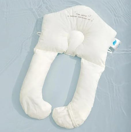 TYUIOP Baby Seitenlagerungskissen, Baby Kissen, Kopfstützkissen gegen Plattkopf, 72 x 40 cm, Verstellbare Lagerungshilfe für Kopf und Körper, Abnehmbar und Waschbar, Weiß