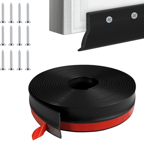 Joint de Seuil pour Porte Garage 3Mx6CM, Porte Bas Joint Strip, Seal Caoutchouc pour Porte Garage, Seal sol étanche pour Garages Entrepôts, Protection Contre Feuilles, Saleté Intempéries, avec Clous