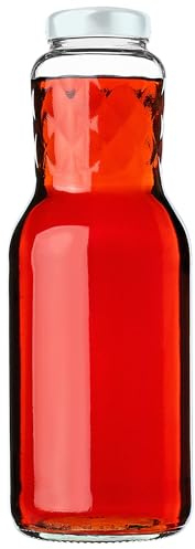 KADAX Bouteilles en Verre 1L avec Bouchon à vis Blanc – Bouteilles de Lait vides à remplir pour jus, Smoothies, Lait et sirop, Conservation Alimentaire