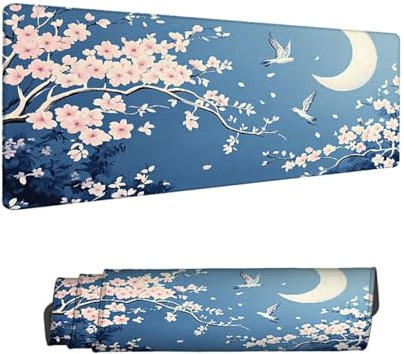 Alfombrilla de Ratón para Juegos, Luna Alfombrilla Ratón XXL 1500 x 800 MM,Flor Protector Escritorio Desk Mat, Mouse Pad con Superficie Suave y Base de Goma Antideslizante, para Oficina Gaming H-6162