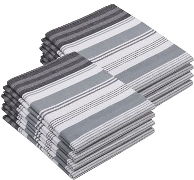 ZOLLNER 8er Set Geschirrtücher, ca. 50x70 cm, Baumwolle, grau gestreift