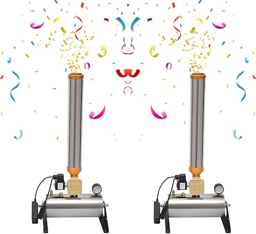 EPIKNOWEE Cañón de Confeti Limpio y Fácil de Usar Pack de 2 - Lanzador de Confeti Profesional 150W con Mando a Distancia Inalámbrico y Ángulo Ajustable Para Fiestas, Bodas, Escenario