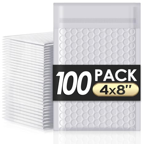 packbabol Bubble Mailers 4x8 100 Pack Grey and White Padded Envelopes Mailers Waterproof Usable Size 4x7 Self-Seal Padded Mailing Envelopes Bubble Opaque Padded Mailer for Small Businesses,#000