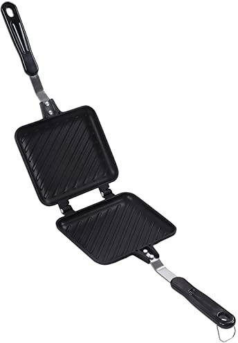 Yosoo Health Gear Poêle à Sandwichs Grillés, Machine à Sandwichs en Alliage D'aluminium, Poêle à Frire Double Face à Fond Plat, Toastie de Camping, Machine à Fromage, Poêle à Frire pour la