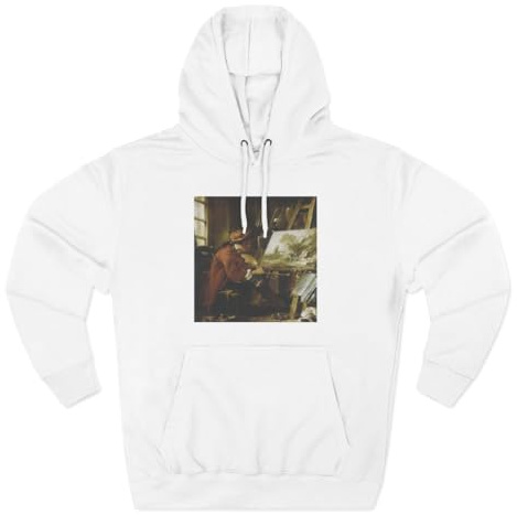 3dRose A Landscape Painter in his Studio by Francois Boucher Three-Panel Fleece Hoodie White/M