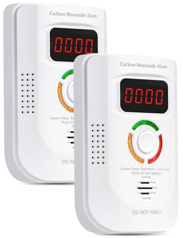 Plug-in Portable Carbon Monoxide Detector with Digital LED Display, Home and Travel Safety Monitor, White