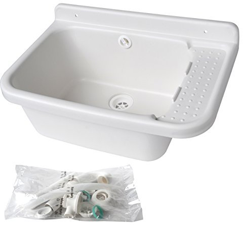 La Ventilazione LAVSG60 Lavello Pilozzo in Resina, Bianco, 600 x 420 x 300 mm