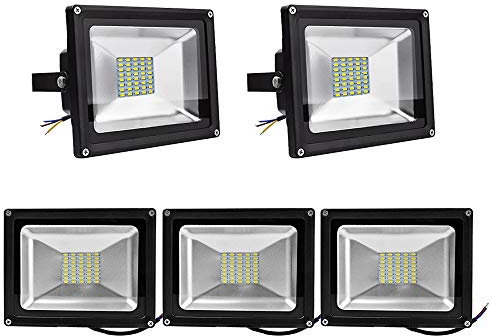 5pcs 30W Focos SMD LED Exterior Proyector,ALPHA DIMA Impermeable IP65 Iluminación de Exterior para Patios,Caminos,Escaleras,Jardines,Fábricas,Muelles,Estadios - Blanco Cálido