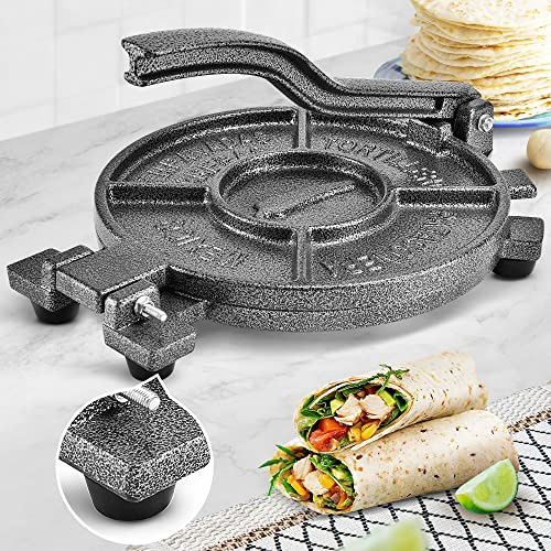 ARC Tortilla-Presse, 26,4 cm, Gusseisen, Tortilla-Maker, robuste Tortillera Pataconera, Mehl-Tortilla-Presse, Roti-Maker, Taco-Maker, Taco-Presse, Schwarzgrau