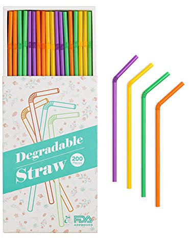 BIO-EXPERT 200 pajitas hechas de plantas EN13432 y aprobadas por la FDA, 100% compostables y biodegradables