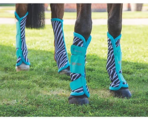 ARMA - Protezioni per il trasporto di cavalli Zeb-Tek, 4 pezzi, nero, bianco, turchese, Pony
