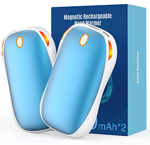 gabless Handwärmer Elektrisch 2er Set, Magnetisch 10000mAh Handwärmer Wiederverwendbar USB Taschenwärmer mit Powerbank, Ideal für Outdoor, Golf, Jagd, Camping Wintergeschenk für Kinder Frauen Mann
