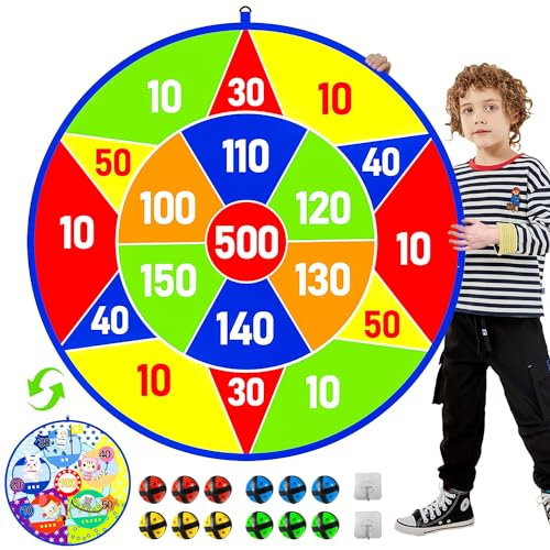Jesitai 25.5 Inches Spiele Für Kinder Doppelseitige Dartscheibe, Outdoor Wurfspiel,Garten Spielzeug,Geeignet Für 3 4 5 6 7 8 9 10 11 12 jährige Jungen und Mädchen Geschenk(65cm)