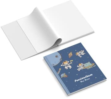 easyprint Poesiealbum personalisiert mit Name | Design Astronaut | 148 x 210 mm | Hardcover | Papier 100 g/m² | Blanko Innenseiten | Freundebuch | Erinnerungsbuch
