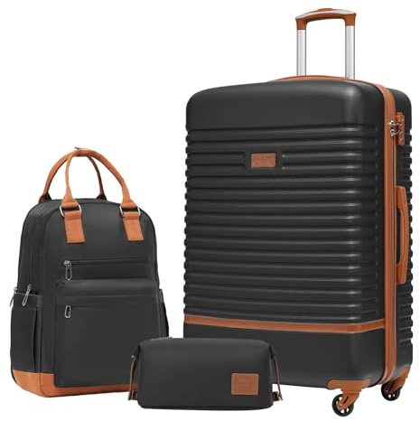 COOLIFE Suitcase Set, 3 Piece Luggage Sets with Travel Backpack & Wash Bag