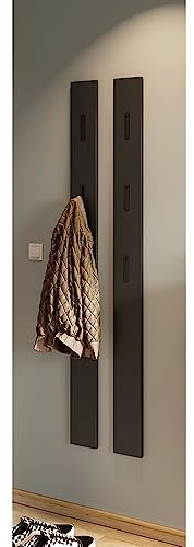 Lomadox Garderobenpaneel Wandgarderobe 2er Set in grau mit ausklappbaren Metallhaken