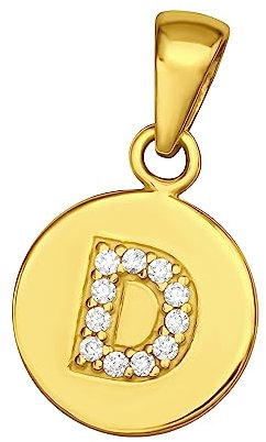Laimons Mädchen-Anhänger Buchstaben-Anhänger mit Zirkonia, Sterling Silber 925, Verfügbar in Silber und Vergoldet (D-GOLD)