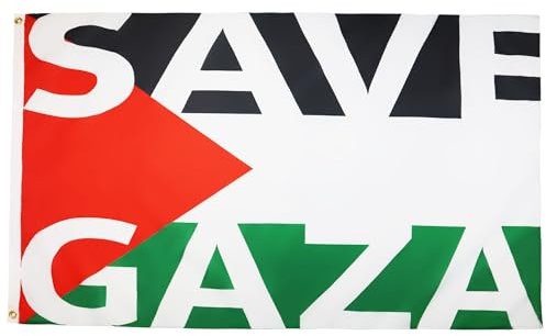 AZ FLAG - Bandiera Palestina Save Gaza - 3x5 Ft - Bandiera palestinese in poliestere 100D con due occhielli in metallo - Resistente allo sbiadimento - Colori vivaci - 3' x 5' piedi - 150x90 cm