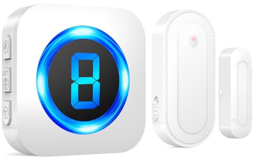 SURFOU Wireless Door Sensor Chime, Waterproof Door Open Alert with 1000Ft Range, 55 Ringtones, 110dB Alarm for Office/Business/Home/Kids&Elderly Safety - 1 Sensor + 1 Receiver
