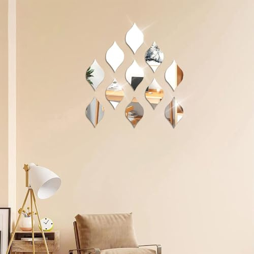 yufana 24 Stück Hexagon Wandspiegel Hexagon-Spiege,Wandaufkleber Hexagon Spiegel Silber Wandbild Sechseckiger Spiegel Wandaufkleber Acryl Hexagon Spiege,