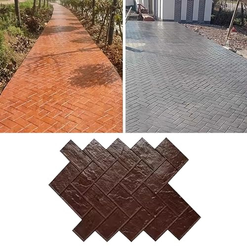 Moldes Hormigon Impreso Moldes de Hormigon en Espiga Para Pavimentacion, Ladrillo Marrón Patrón de Molde de Hormigón, Estampado de Baldosas de Piedra Textura Estera, Impresión de La Piel Sellos Decora