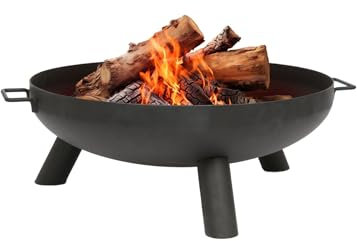 Hammer & Tongs 59.5cm Iron Fire Pit - Small Outdoor Round Garden Fire Bowl Brazier Garden Patio Heater Stove for Wood Logs, Charcoal Burning, BBQ, Camping Firepit