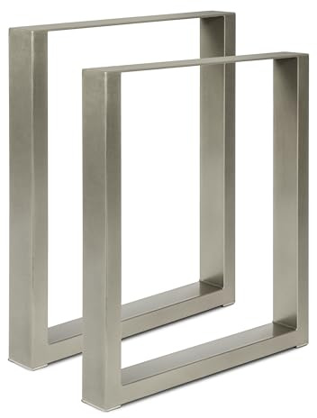 Magnetic Mobel 2 x Tischbeine aus Metall für Schreibtisch Esstisch, Möbelfüße Tischgestell Tischuntergestell Tischkufen (Grau | Profil 8x4 cm, 50x100 cm (Bartisch))