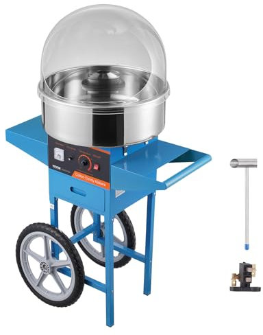 VEVOR Zucchero Filato Macchina Elettrica con Carrello, 1000W Commerciale Zucchero Filato con Copertura, Ciotola in Acciaio Inossidabile, Paletta per Zucchero e Cassetto, Compleanno Bambini, Feste di