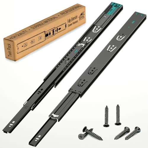 DSL Soft Close Drawer Runners, 1 Pair Full Extension Ball Bearing Draw Runner/Slides Heavy Duty 60kg Capacity Side Mount Kitchen Cabinet Slides Replacement Rails Gliders(500mm 20'')