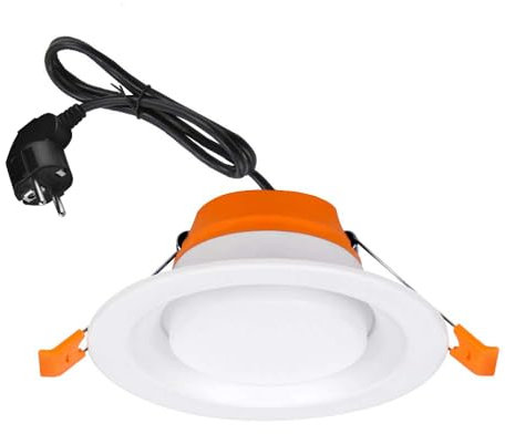 FSLiving 9W LED Einbaustrahler mit steckbarem Kabel, 230V Warmweiß 4000K, 1 Stück Möbeleinbauleuchte Einbauspots Deckenspot für Kabinett Badezimmer Küche, 9.5-11cm