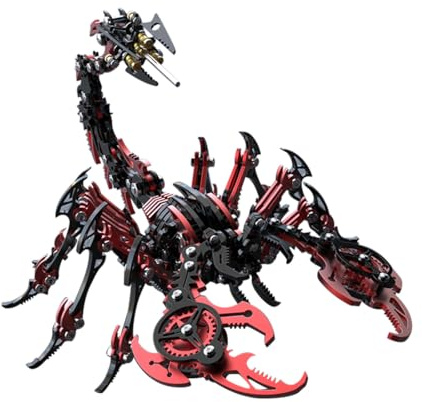 ToyGhillied 3D Metall Puzzle Modellbausatz, DIY 3D Puzzle Mechanisch Skorpion Modell, 200 Teile Steampunk Metall 3D Modell DIY Ornament für Erwachsene (Schwarz Rot)