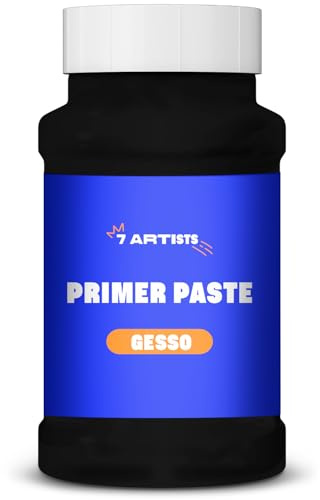 7 Artists Gesso Grundierung Schwarz Acryl 500 ml für Acrylfarben, Ölfarben, Aquarellfarben | Acryl Grundierung Gesso Schwarz von Maluntergründen wie Leinwand, Holz, Papier, Metall
