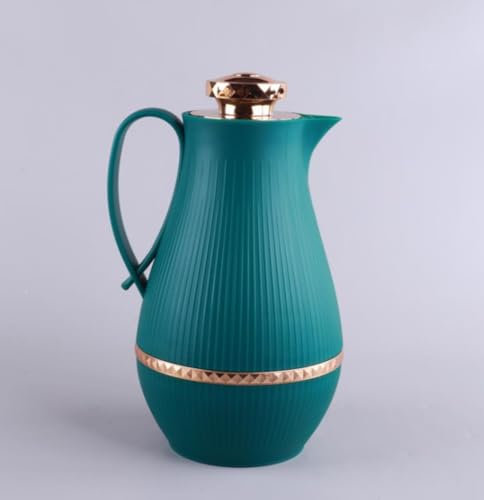 JMAHM 1L Krüge Karaffen Teespender Krug Halten Getränke Doppelwandige Vakuumkanne mit Druckknopf Top (Grün)