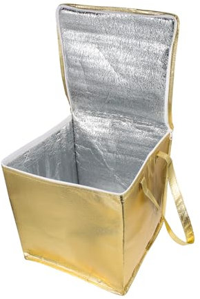 Gatuida Large Insulated Food Warmer Bag Gold Zipper 8-inch Portable Thermal Grocery Bag for Cake and Food Takeaway