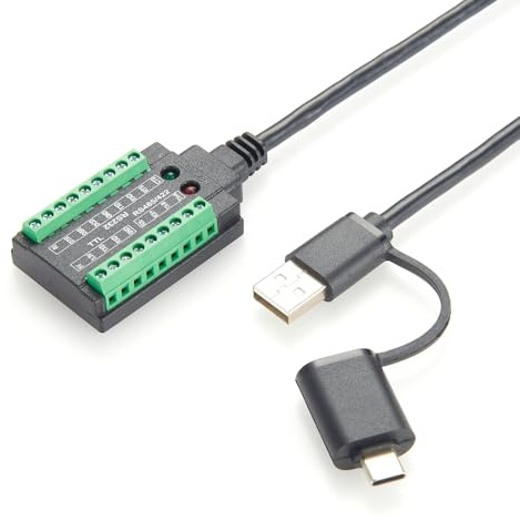 Plinkwirekb FTDI - Cable convertidor de serie USB A USB-C a RS232 RS485 RS422 TTL, cable serie 4 en 1 con soporte de 3,3 V/5 V para instalaciones industriales, controles y desarrollo (1 m/3,3 pies)