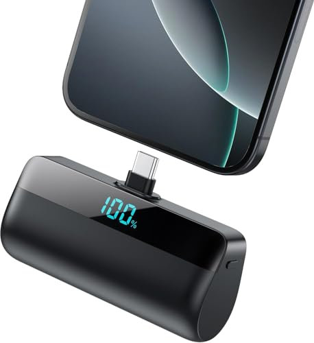 Mini Power Bank 5200mAh for iPhone 15/16,[2025 Upgraded] PD USB C Fast charging portable charger, Compact LCD Display Battery Pack Compatible with iPhone 16/16 Pro Max/15 Series,Galaxy,Android etc