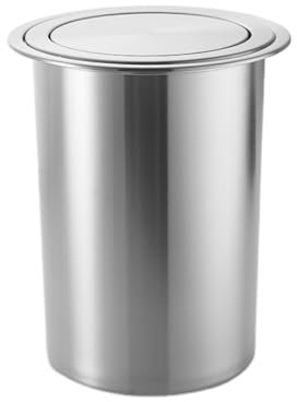 Cubo de basura integrado de acero inoxidable con tapa de solapa para encimera de cocina, capacidad de 12 L