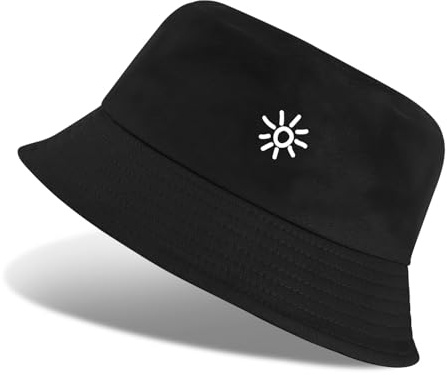 Tuopuda Cappello da Pescatore Sole Donna Uomo Pieghevole Cappelli Estivo Safari per Pesca Esterno Protezione UV Bucket Hat Traspirante Cappello Pescatore Larga, Nero-02