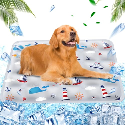 Tapis Rafraîchissant Chien, Tapis Refroidissement pour Animaux de Compagnie Matelas, Coussin rafraichissant pour chien Injection d'eau, Rester au Frais Intérieur Extérieur, 60 x 90cm, XL, Gris