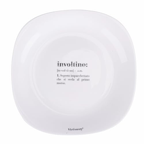 Villa d'Este Home Tivoli 1996 Victionary - Juego de 6 platos llanos cuadrados de 28 x 28 cm de vidrio opalino