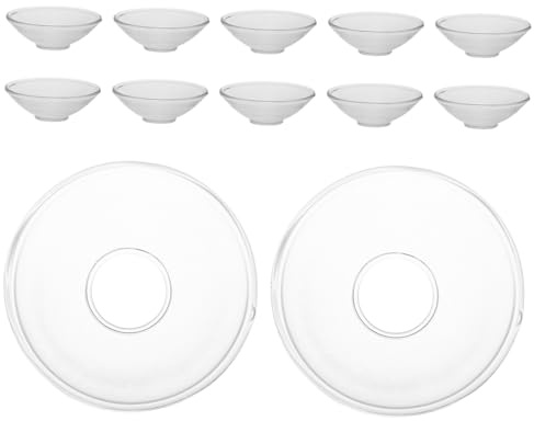 PRETYZOOM 12pcs Clear Glass Fluted Wax Drip Catchers Decorative Candle Holders for Home Restaurants Hotels Easy-clean Wax Protectors Enhancing Ambiance and Table Safety