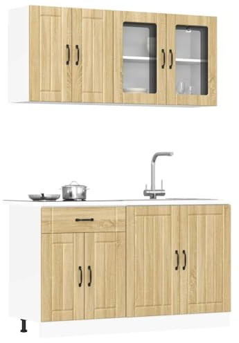Massbinet 4 TLG. Küchenschrank Set Küchenzeile ohne Elektrogeräte Lucca Sonoma Eiche Holzwerkstoff