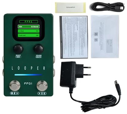 POENVFPO Pedale Looper per Chitarra e Basso, 40 Slot, 160 Minuti Stereo con Schermo LCD, Effetto Dissolvenza, Esportazione USB per Registrazione Ed Esercitazione (1)